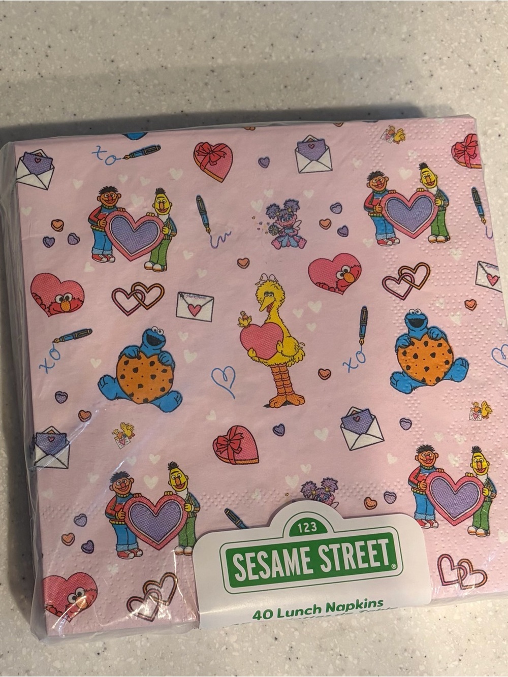 Sesame Street Pink Valentine's Lunch Napkins. 40.